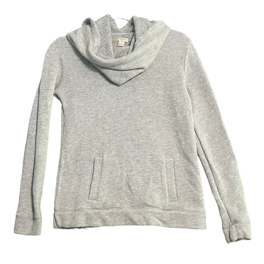 J. Crew Funnelneck Sweatshirt Womens Size Small Gray Front Pockets Simple Casual